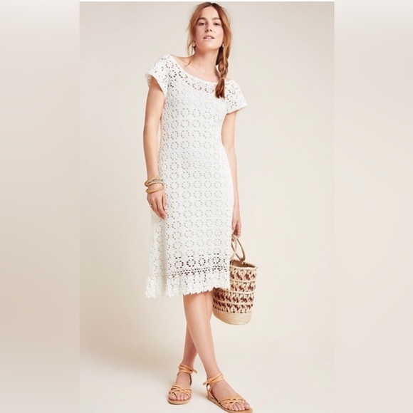 Anthropologie Dresses & Skirts - Anthropologie Britannia Crocheted Midi Dress in Ivory Comb